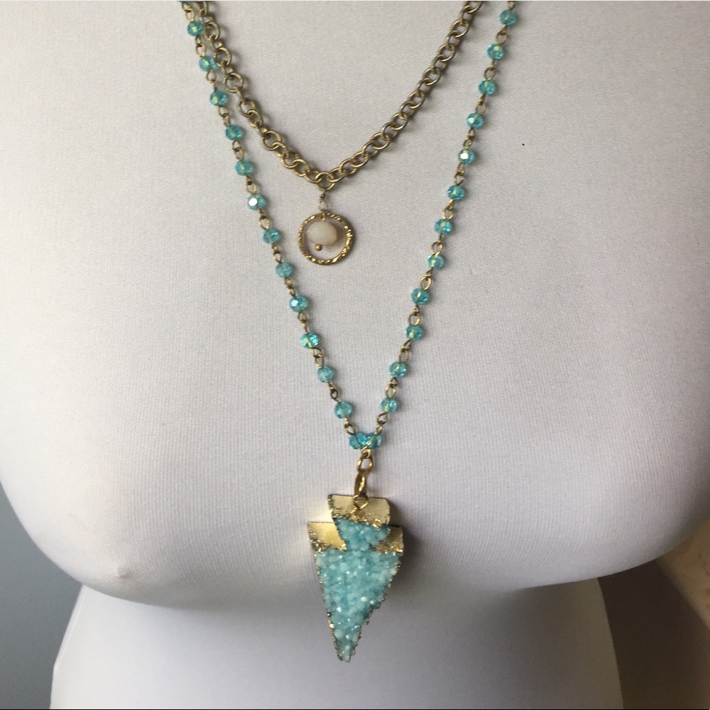 Bi-layer arrowhead geode necklace 💫🔮📿